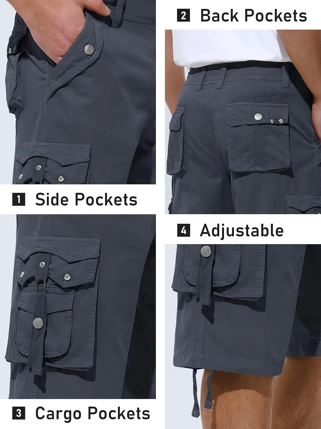 Mens Cargo Shorts Casual Shorts Hiking Shorts Below Knee Relaxed Fit Multi Pockets Running Joggers Outdoor Mens Shorts