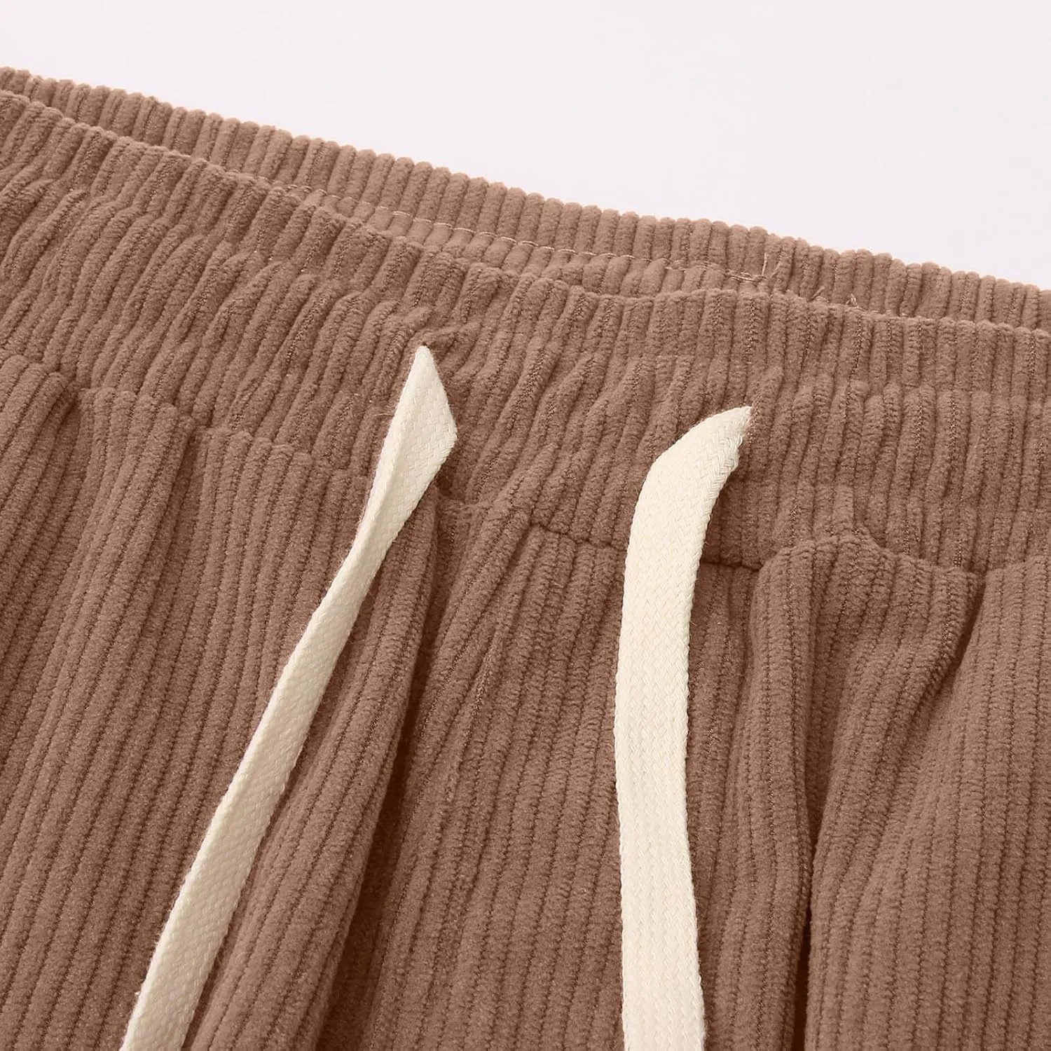 Men's Casual Corduroy Pants Elastic Waist Drawstring Harem Pants Fashion Loose Casual Long Trousers with Pockets