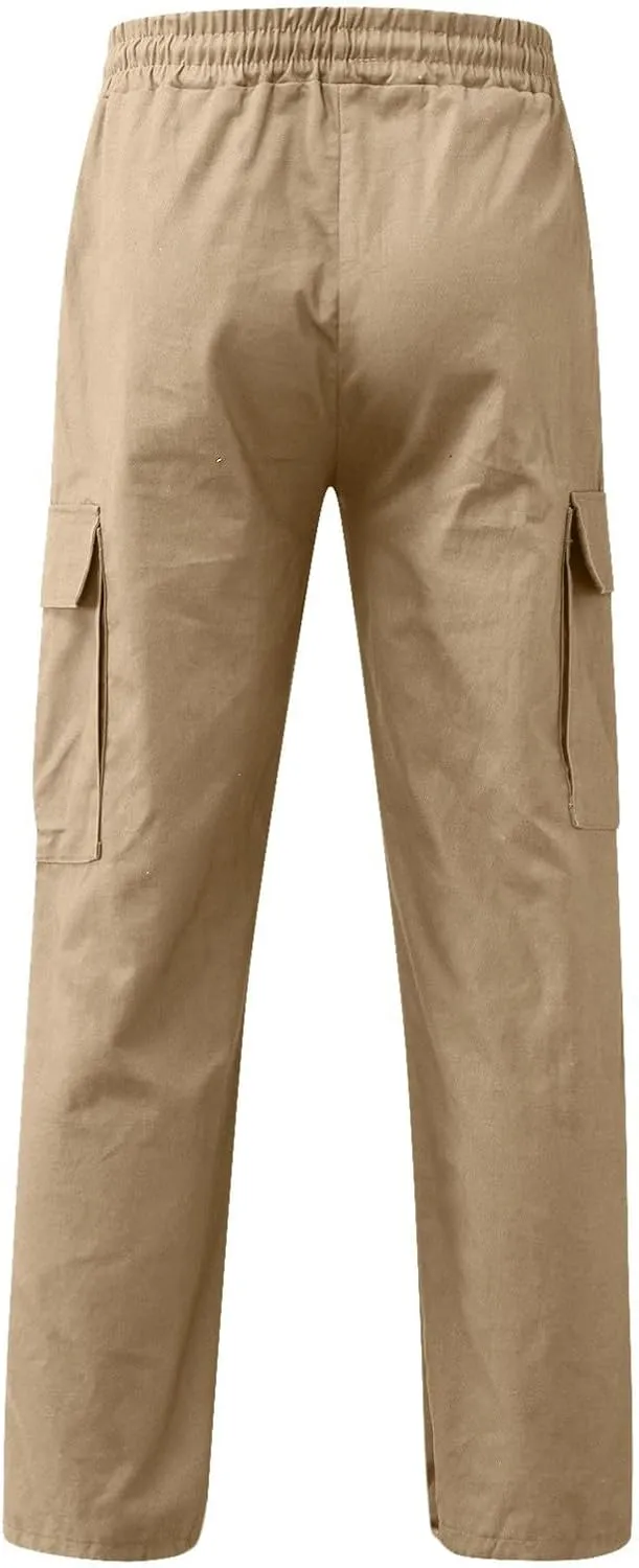 Mens Causal Cargo Pants Sports Pants Trousers Hiking Joggers Loose Fit Classic Comfy Soft Pants with Multi-Pocket
