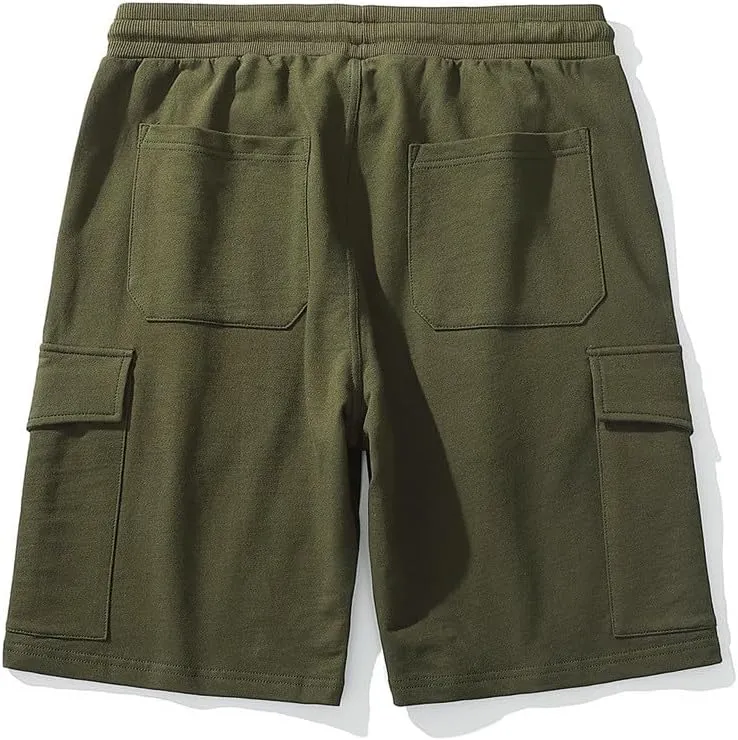 Mens Shorts Athletic Cotton Relaxed Fit Shorts Comfy Cargo Shorts Wide Leg Men Summer Beach Shorts Multic-Pocket Loose