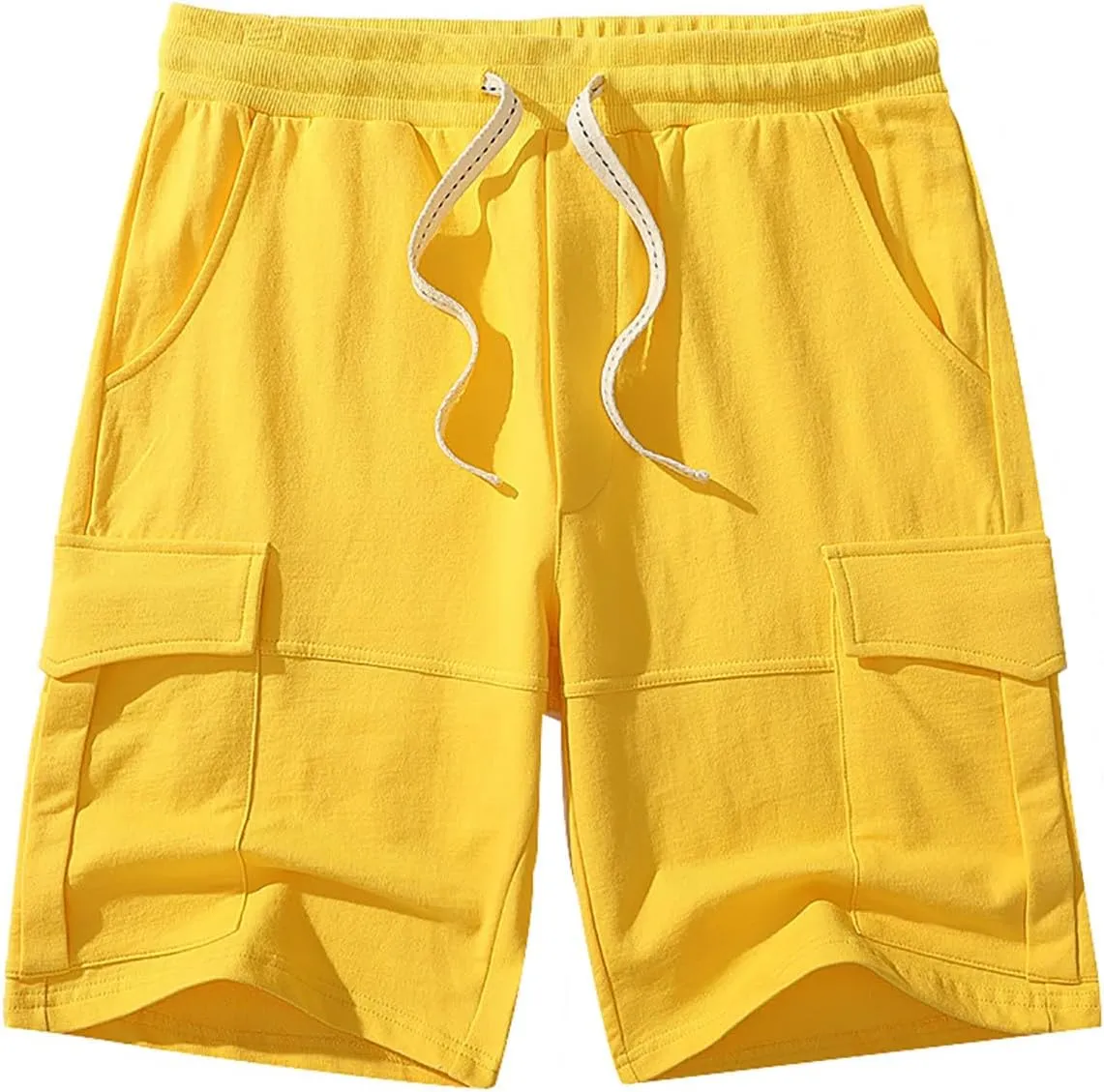 Mens Shorts Athletic Cotton Relaxed Fit Shorts Comfy Cargo Shorts Wide Leg Men Summer Beach Shorts Multic-Pocket Loose
