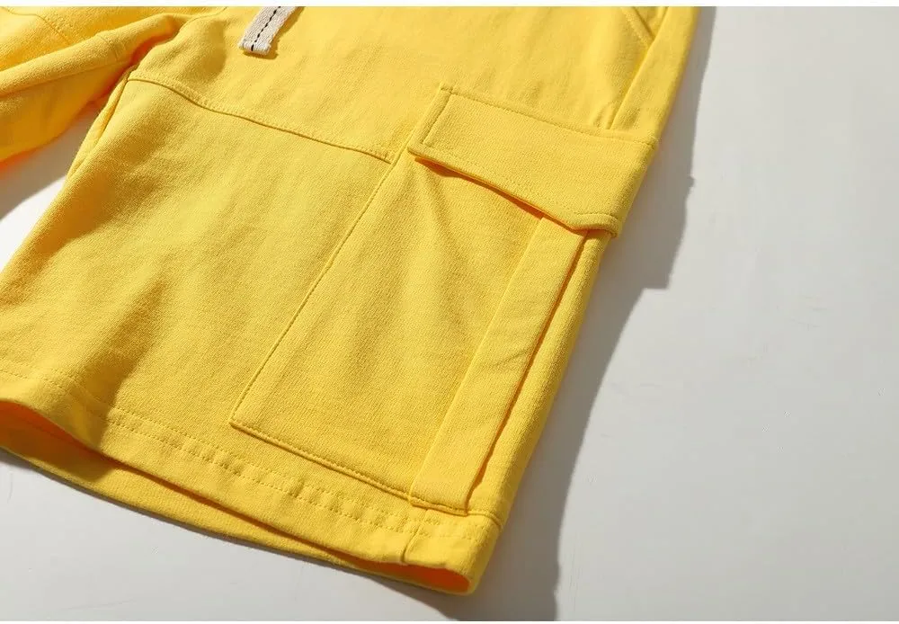 Mens Shorts Athletic Cotton Relaxed Fit Shorts Comfy Cargo Shorts Wide Leg Men Summer Beach Shorts Multic-Pocket Loose