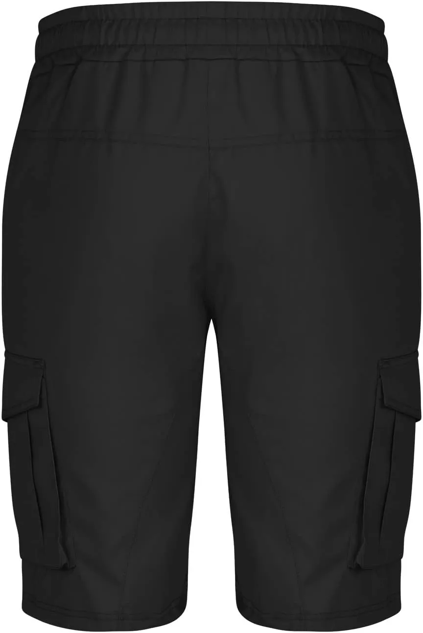 Mens Shorts Cargo Twill Cotton Shorts Relaxed Fit Men Running Hiking Shorts Casual Shorts Elastic Waist Multic-Pocket