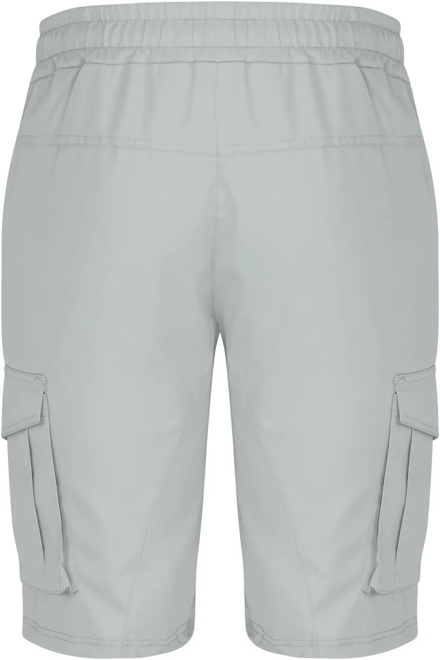 Mens Shorts Cargo Twill Cotton Shorts Relaxed Fit Men Running Hiking Shorts Casual Shorts Elastic Waist Multic-Pocket