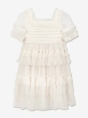 Needle & Thread Girls Peaches Smocked Dress in Cream