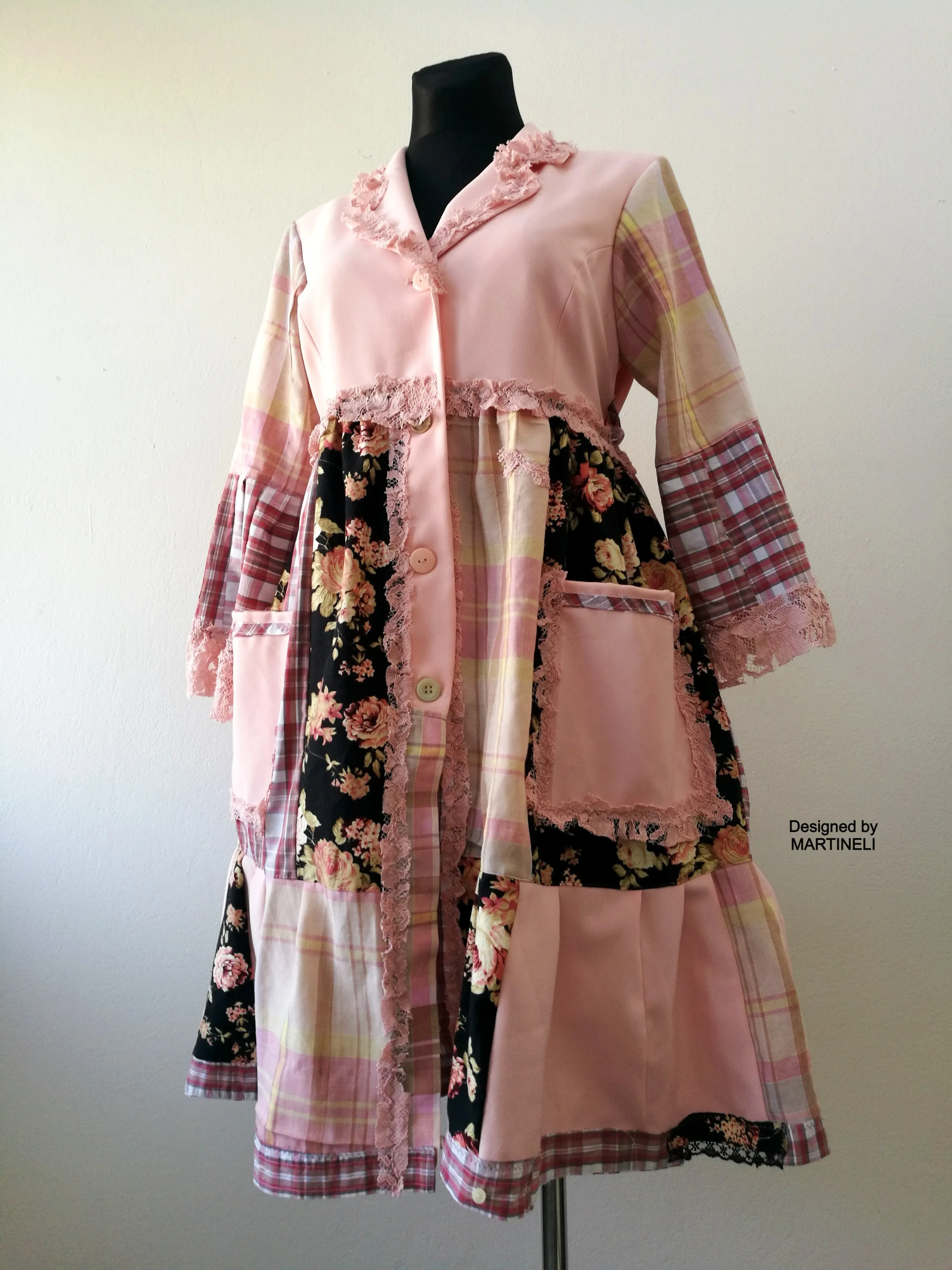 Pink Duster Dress,M/L Summer Jacket Dress