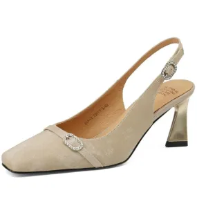 Sandals Women Sandals Leather Slingback Heels