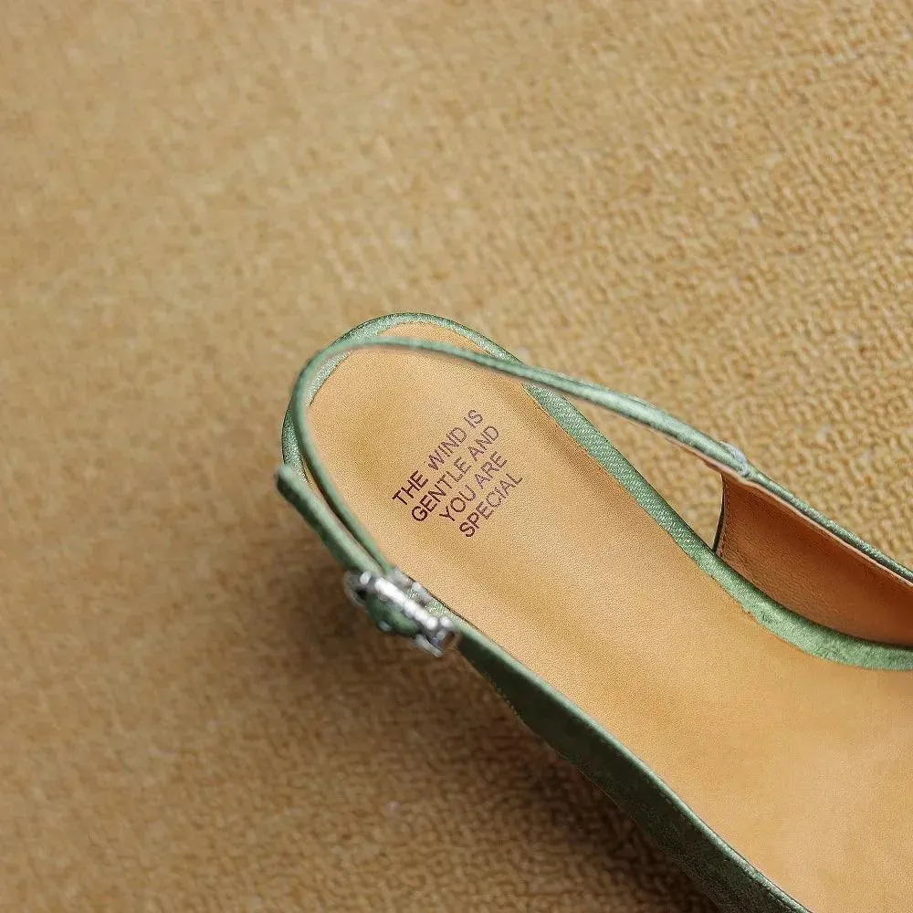 Sandals Women Sandals Leather Slingback Heels