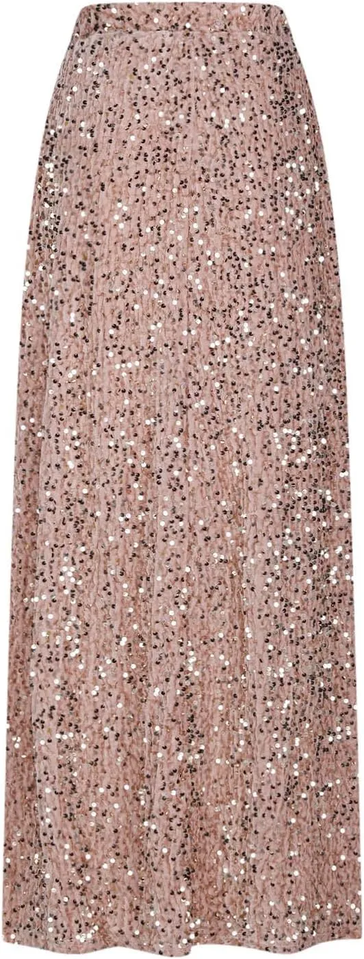 Sequin Party Maxi Skirts for Women High Waisted Plus Size Stretchy Sparkly Skirt Elegant Cocktail Dress