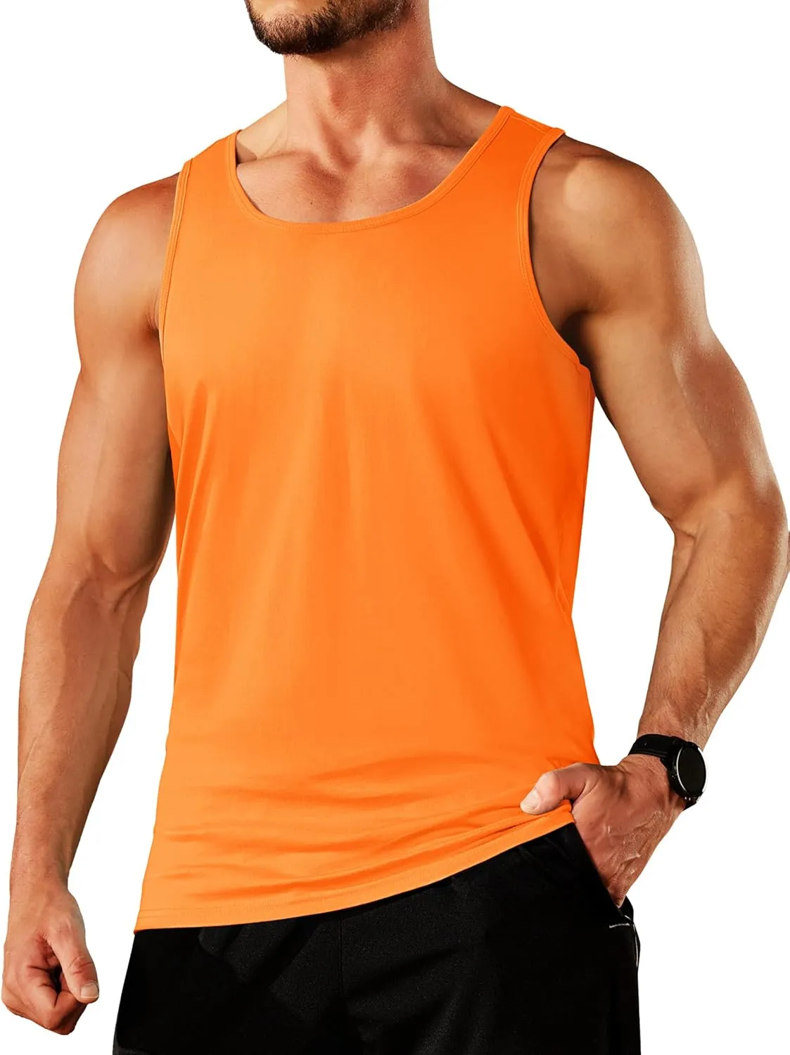 TACVASEN Men's Tank Top Cotton Moisture Wicking Muscle Shirt Summer Sleeveless Shirts Gym Workout Tank
