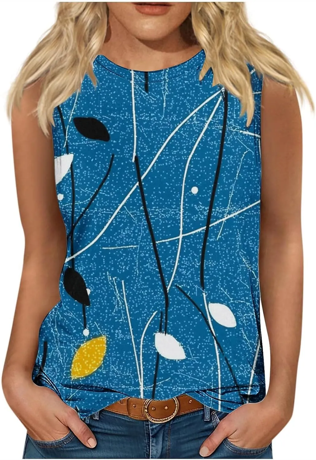 Tank Tops for Women 2025 Loose Printed Crewneck Sleeveless Casual Shirts Trendy Beach Hawaiian Summer Camisole Tank