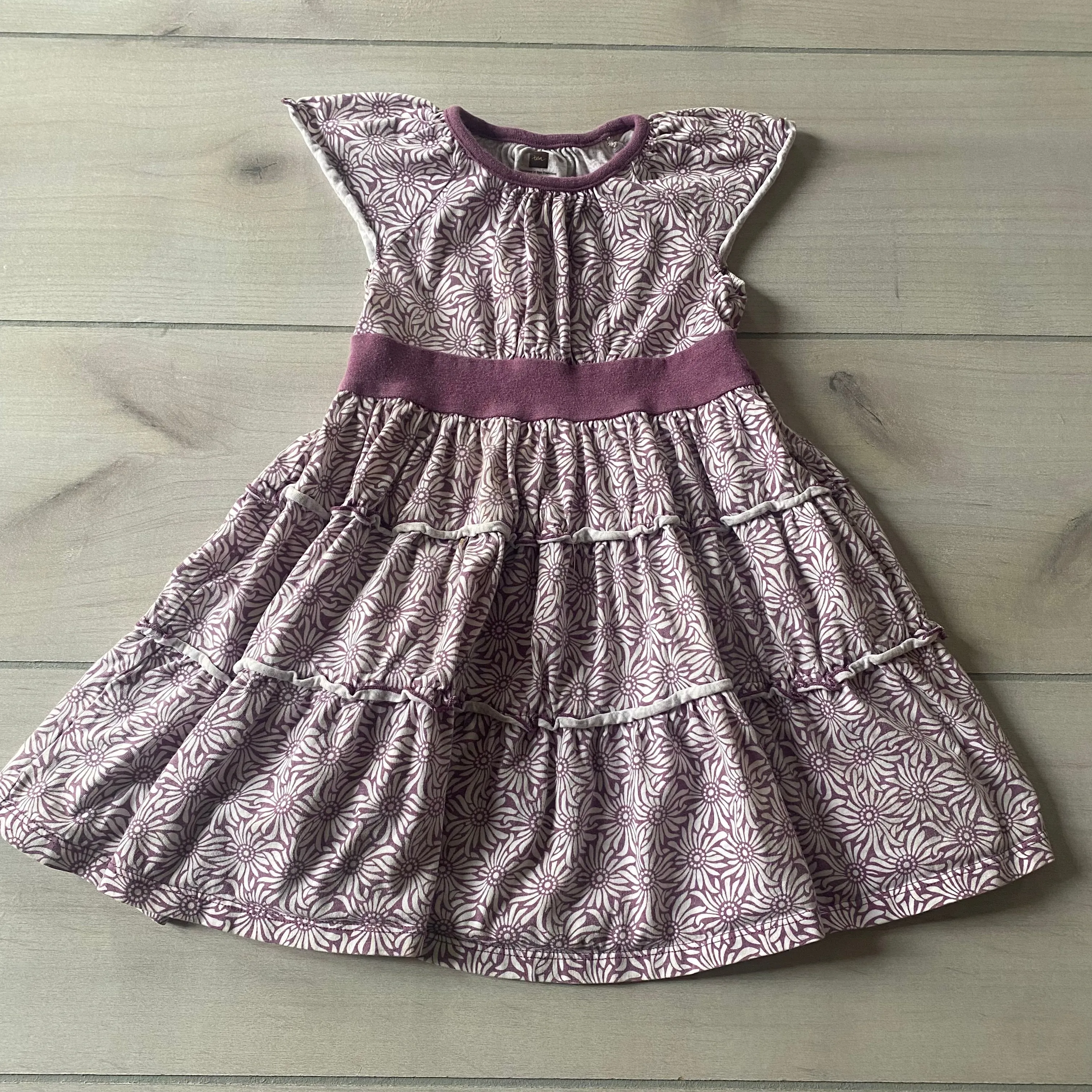 Tea Collection Purple Floral Twirl Front Dress