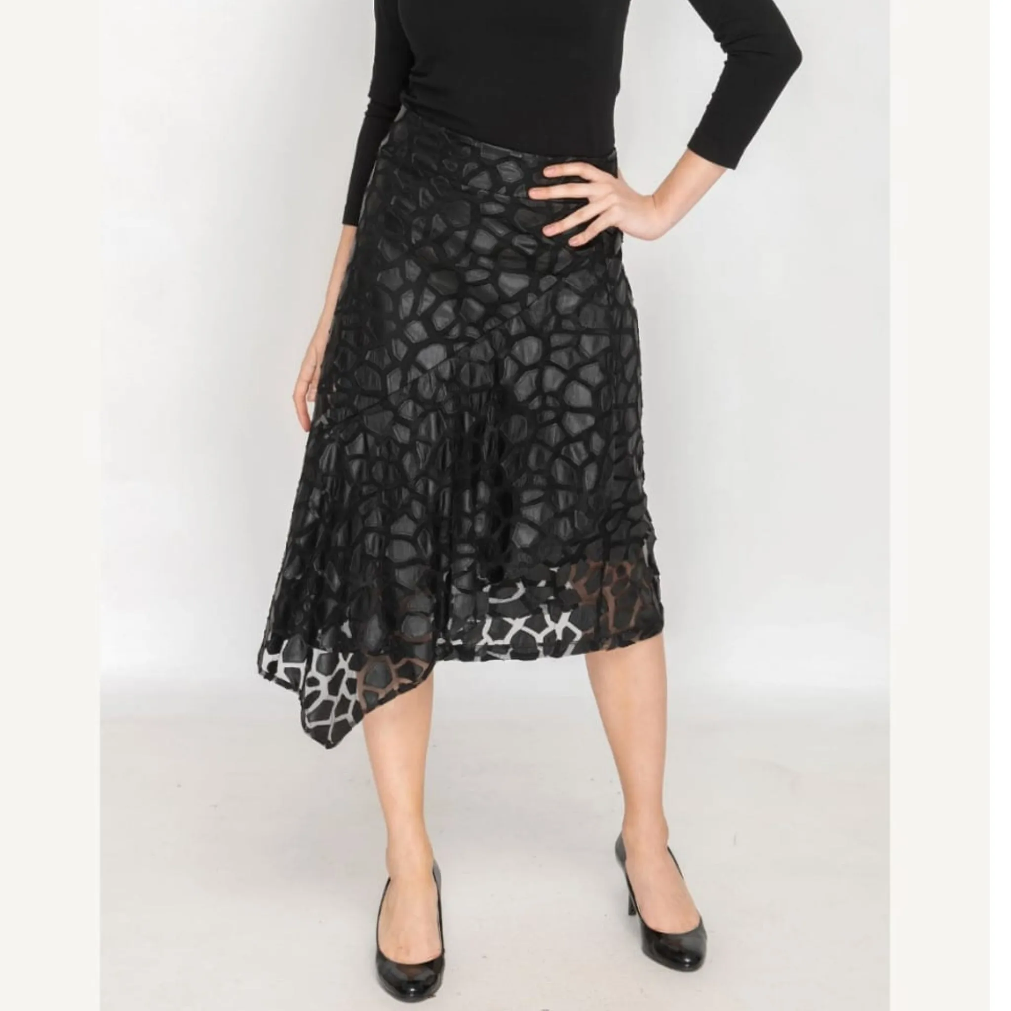 Tier Leather Applique Skirt