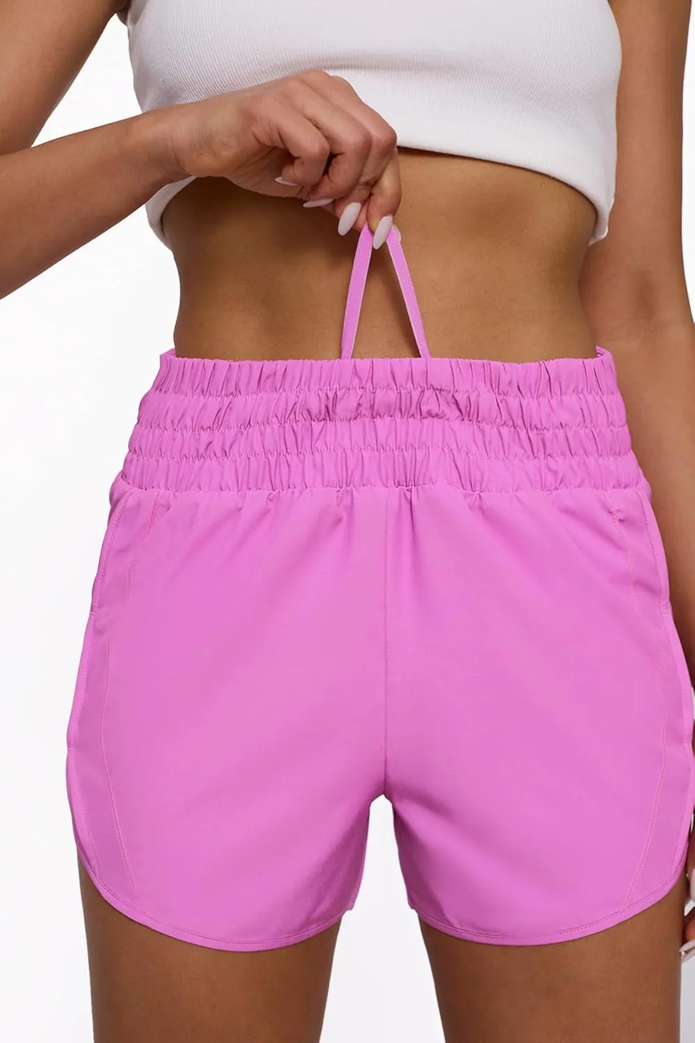 Tough Mode Women's High Waisted Running Shorts, Shorts for Women, Elastic Athletic Shorts with Pockets for Gym Yoga