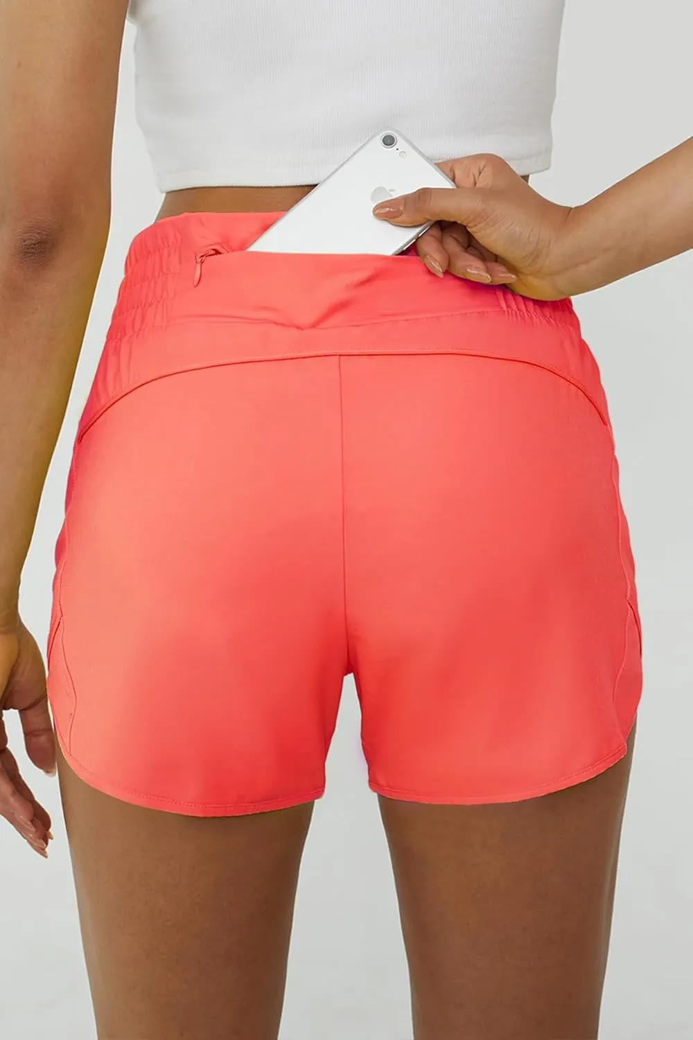 Tough Mode Women's High Waisted Running Shorts, Shorts for Women, Elastic Athletic Shorts with Pockets for Gym Yoga