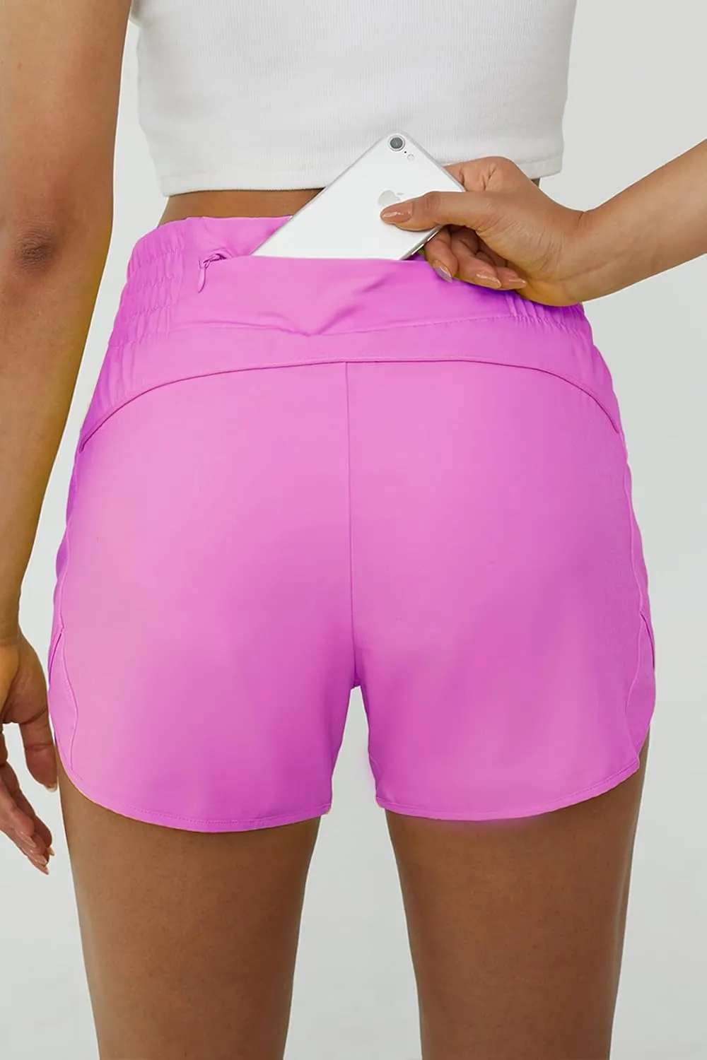 Tough Mode Women's High Waisted Running Shorts, Shorts for Women, Elastic Athletic Shorts with Pockets for Gym Yoga