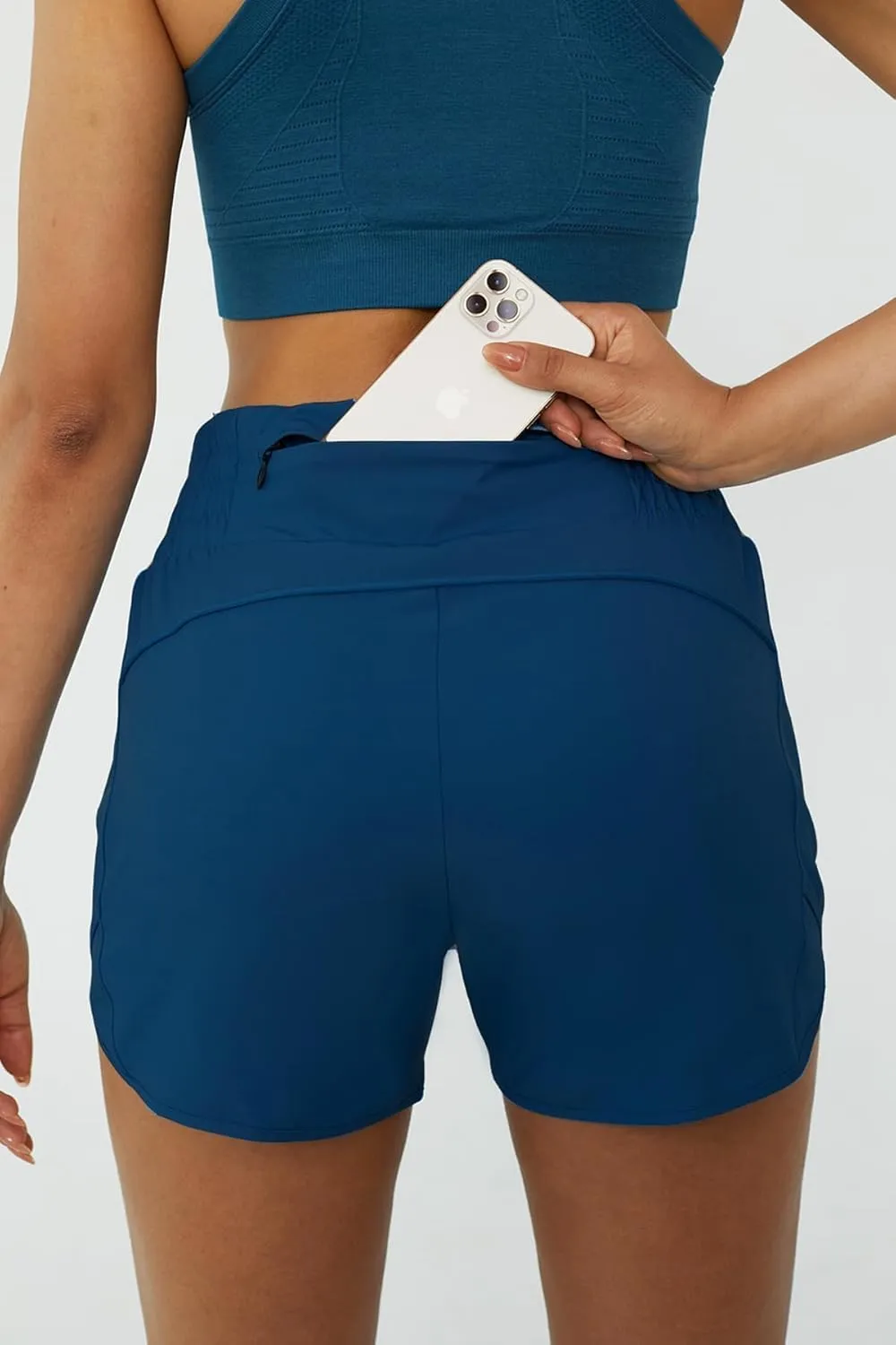 Tough Mode Women's High Waisted Running Shorts, Shorts for Women, Elastic Athletic Shorts with Pockets for Gym Yoga