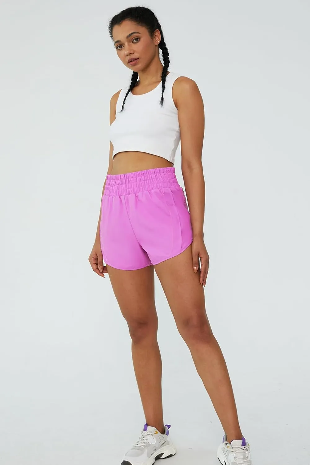 Tough Mode Women's High Waisted Running Shorts, Shorts for Women, Elastic Athletic Shorts with Pockets for Gym Yoga