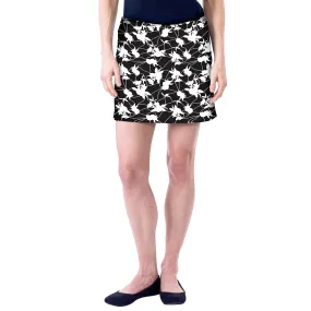 Women's Floral Stretchy Skort,Black/White