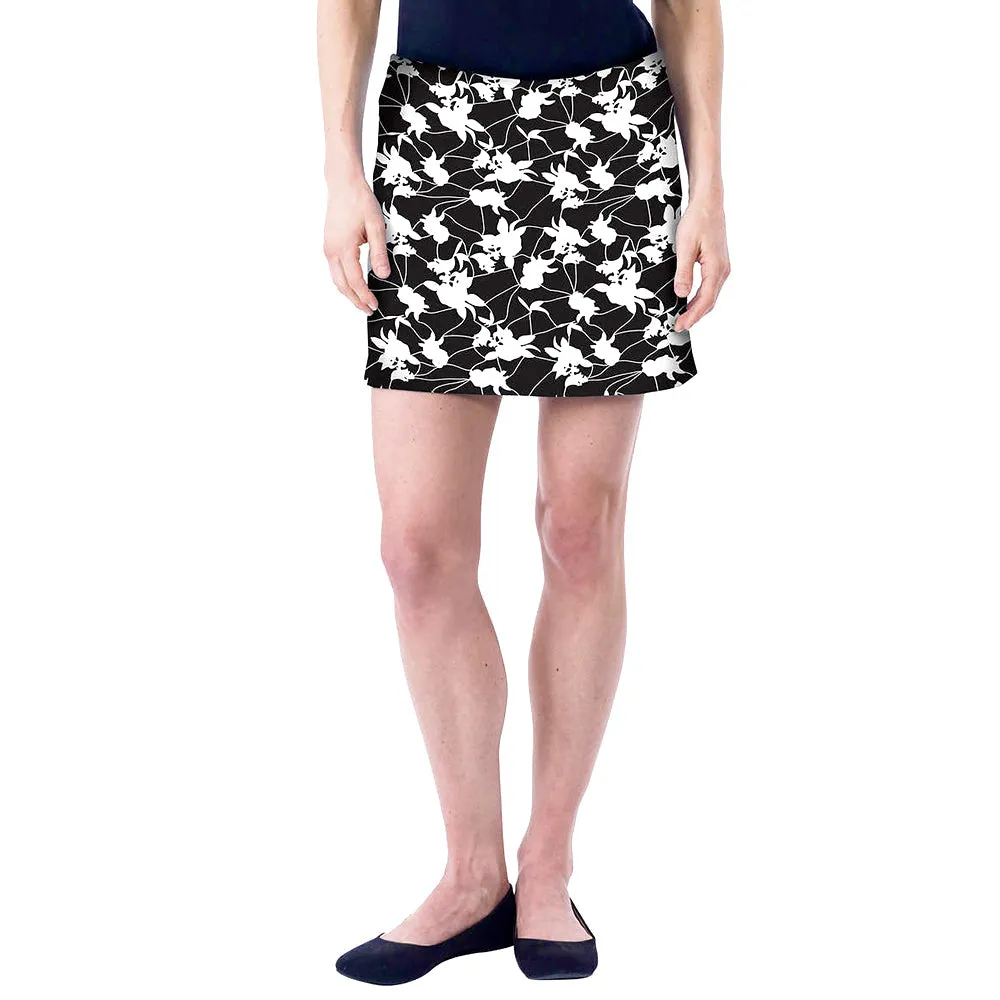 Women's Floral Stretchy Skort,Black/White