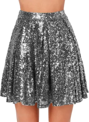 Womens Fringe Skirt Stretchy Sparkly Club Skirts Bodycon Dance Party Club Short Skirt Women Sequin Skirt Black