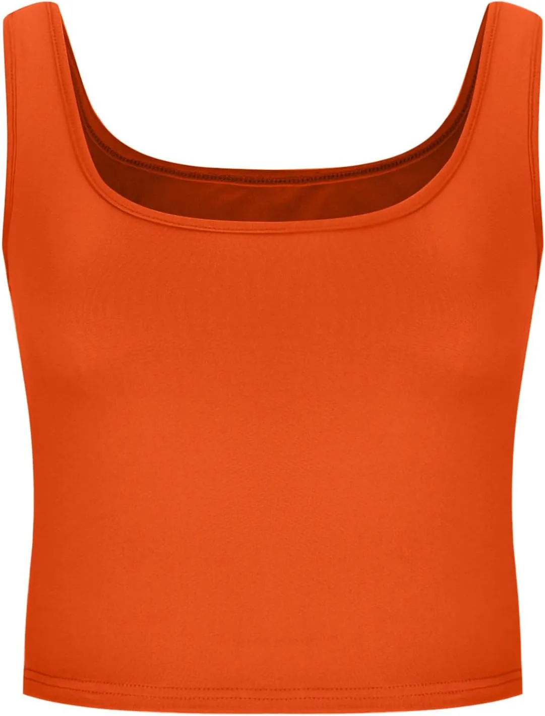 Women's Sleeveless Square Neck Sports Tank, Summer Elastic Slim Fit Athletic Workout Crop Cami Comfy Breathable Tops