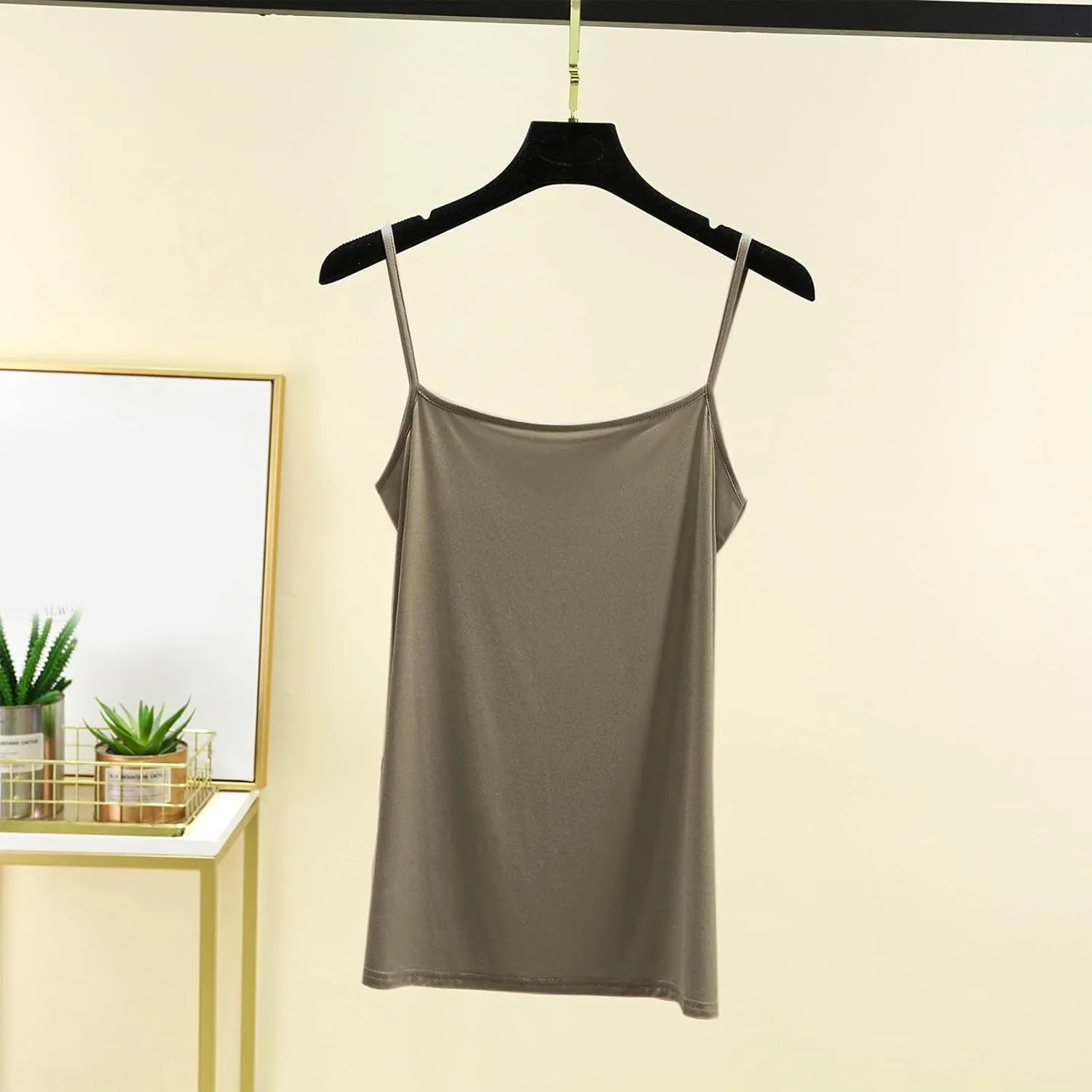 Women's Spaghetti Strap Camisole, Summer Casual Fashion Sleeveless Tank Shirts Comfy Breathable Side Split Tops