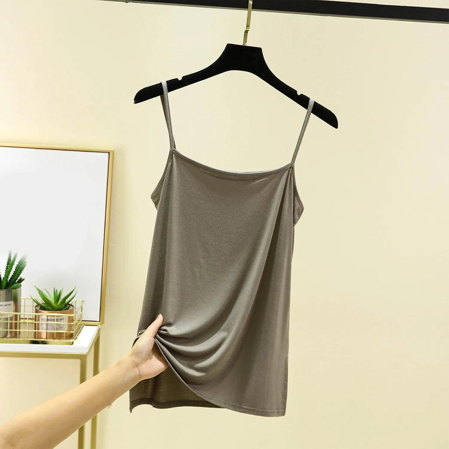 Women's Spaghetti Strap Camisole, Summer Casual Fashion Sleeveless Tank Shirts Comfy Breathable Side Split Tops