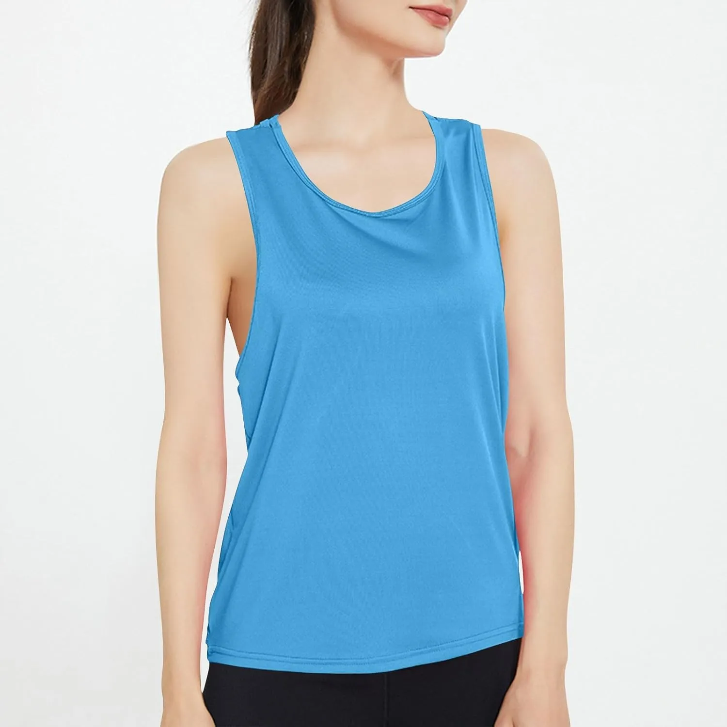 Women's Summer Sports Workout Tank Tops, Fashion Loose Comfy Racerback Sleeveless Breathable Yoga Shirts