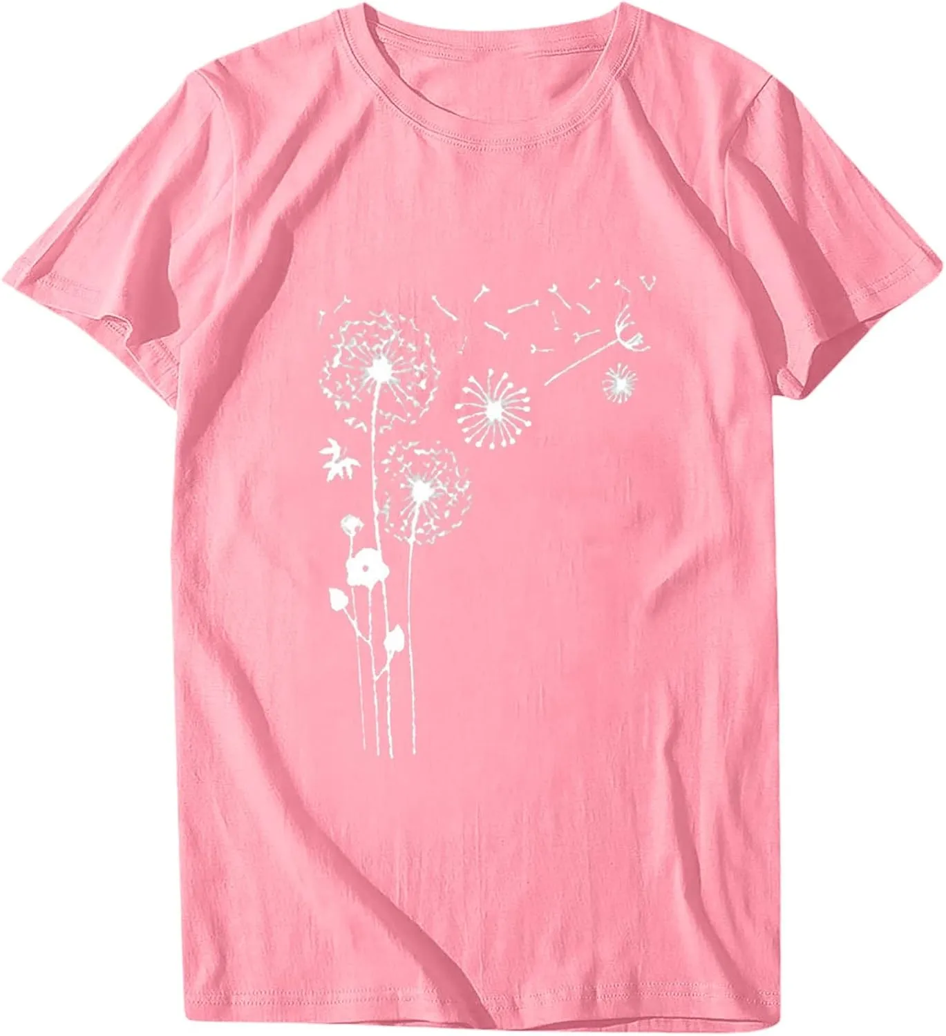 Womens T Shirts Cute Dandelion Graphic Tees Crewneck Short Sleeve Summer Tops Casual Loose Cotton Tshirts