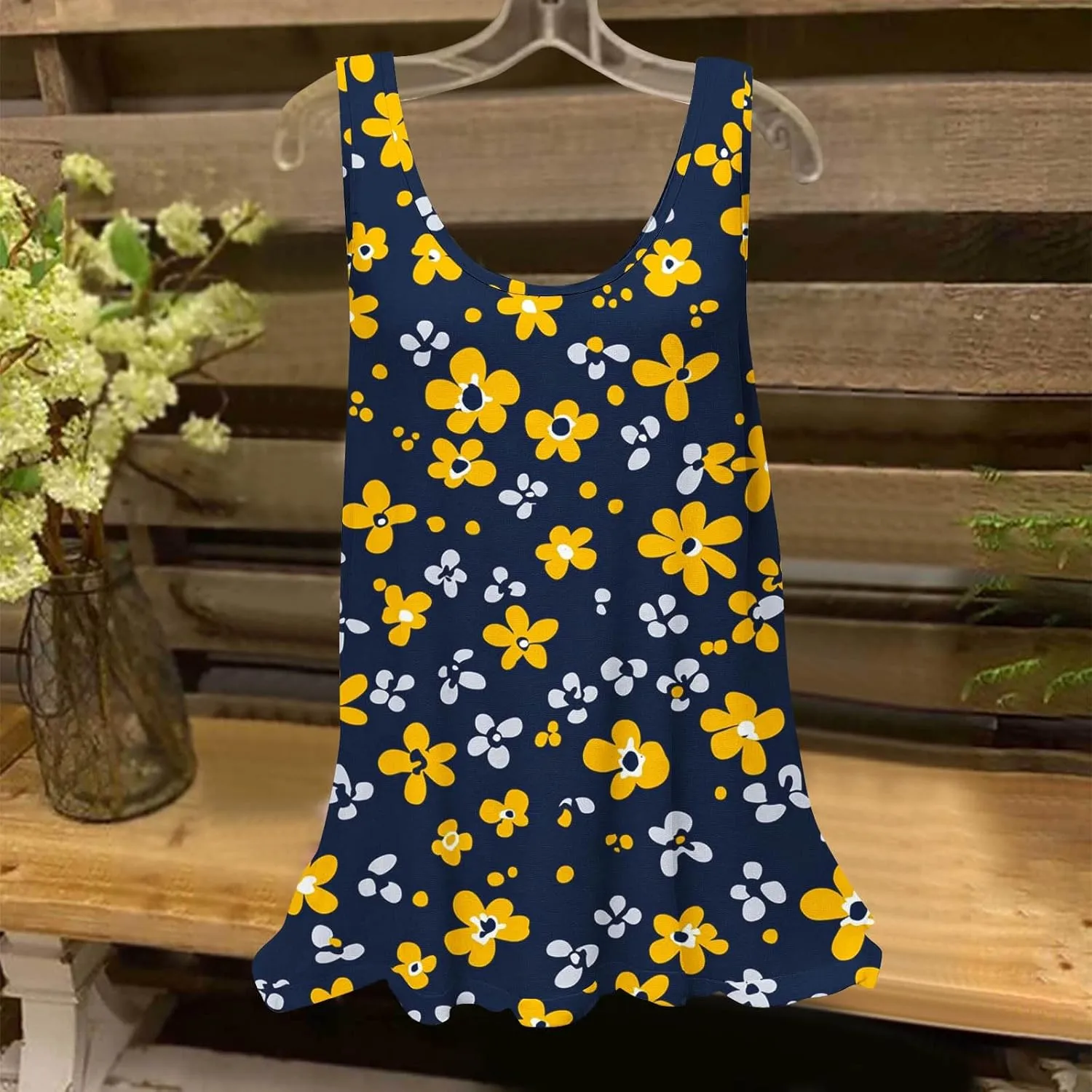 Womens Tank Tops Hawaiian Printed Casual Crew Neck Sleeveless Dressy Shirts 2025 Trendy Summer Beach Comfy Tank Top
