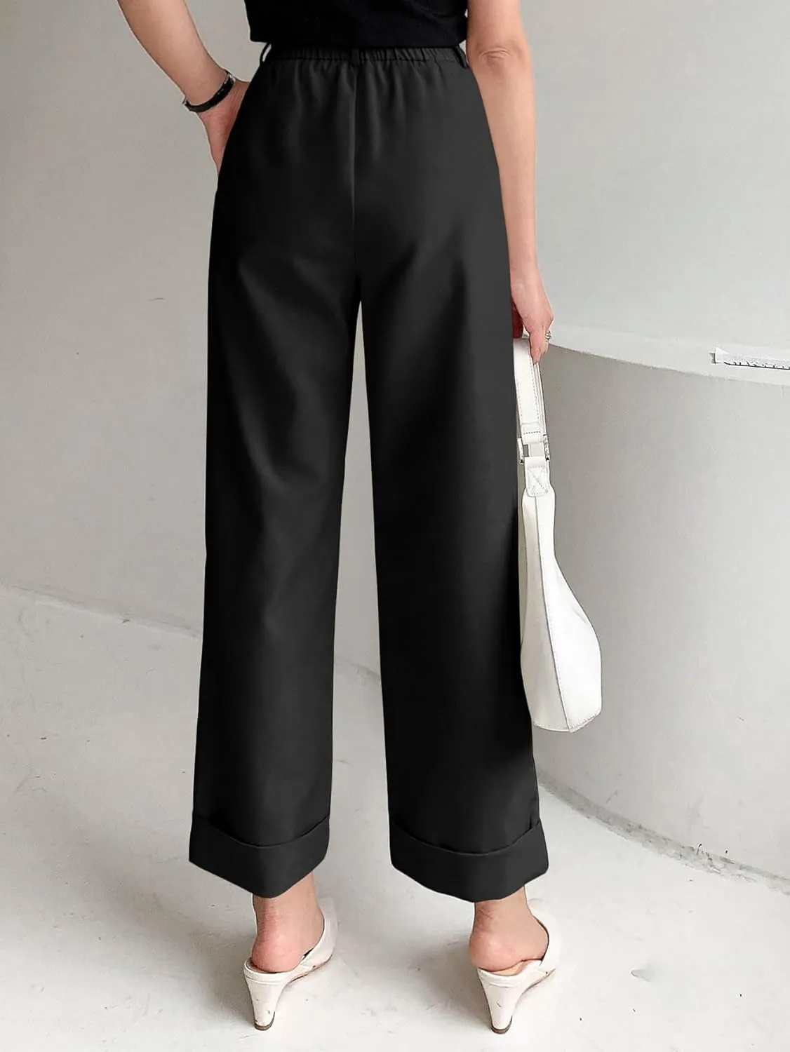 Women's Work Casual Pants Casual Plain Straight Leg Trousers for Business