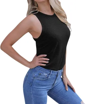 Womens Workout Elegant Sexy Cool O Neck Sleeveless Solid Breathable Tank Tops Shirt Beer Top for Women