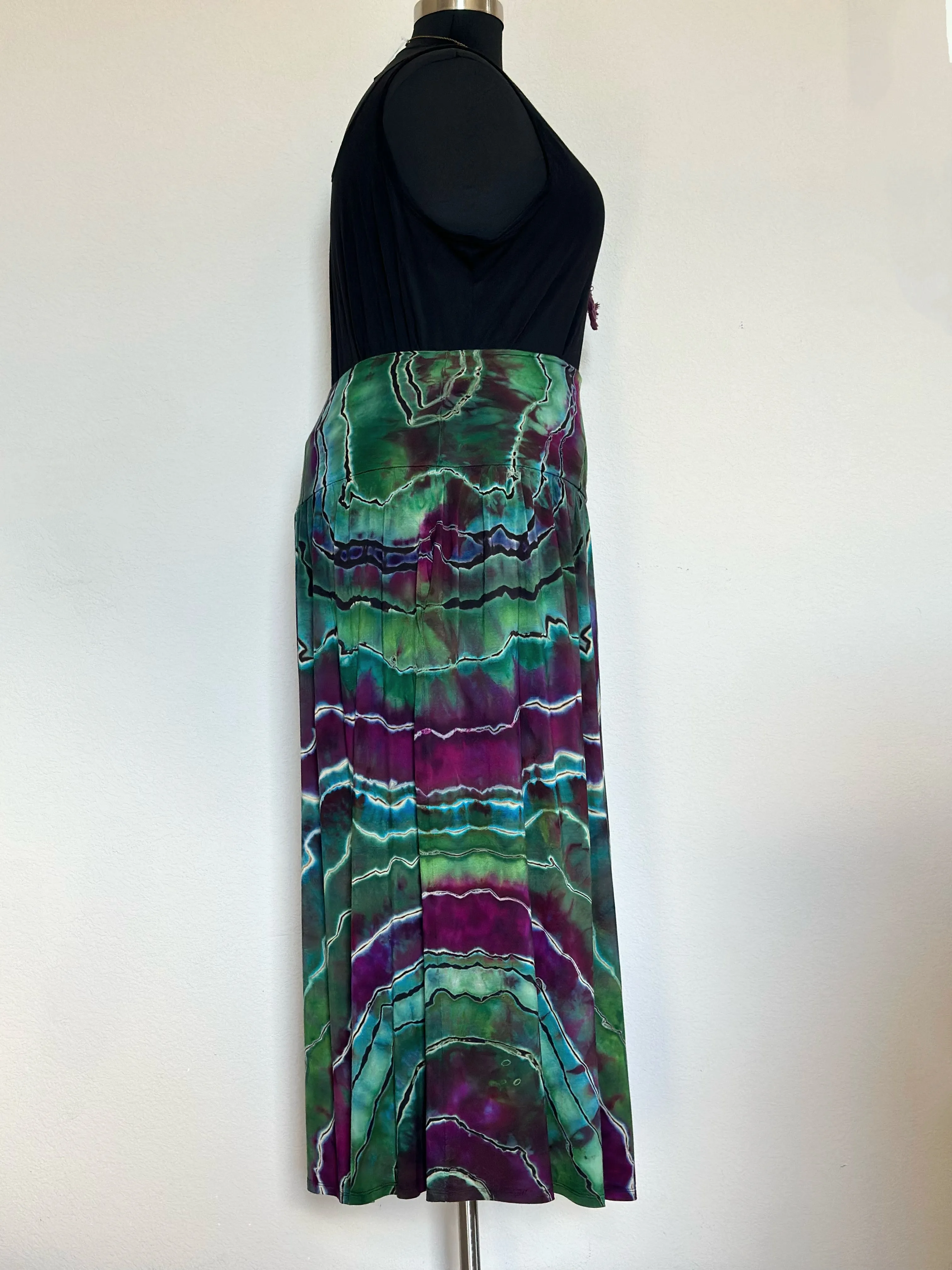 Women’s XL Reverse Geode Maxi Skirt with Pockets in ‘Emerald Berry’