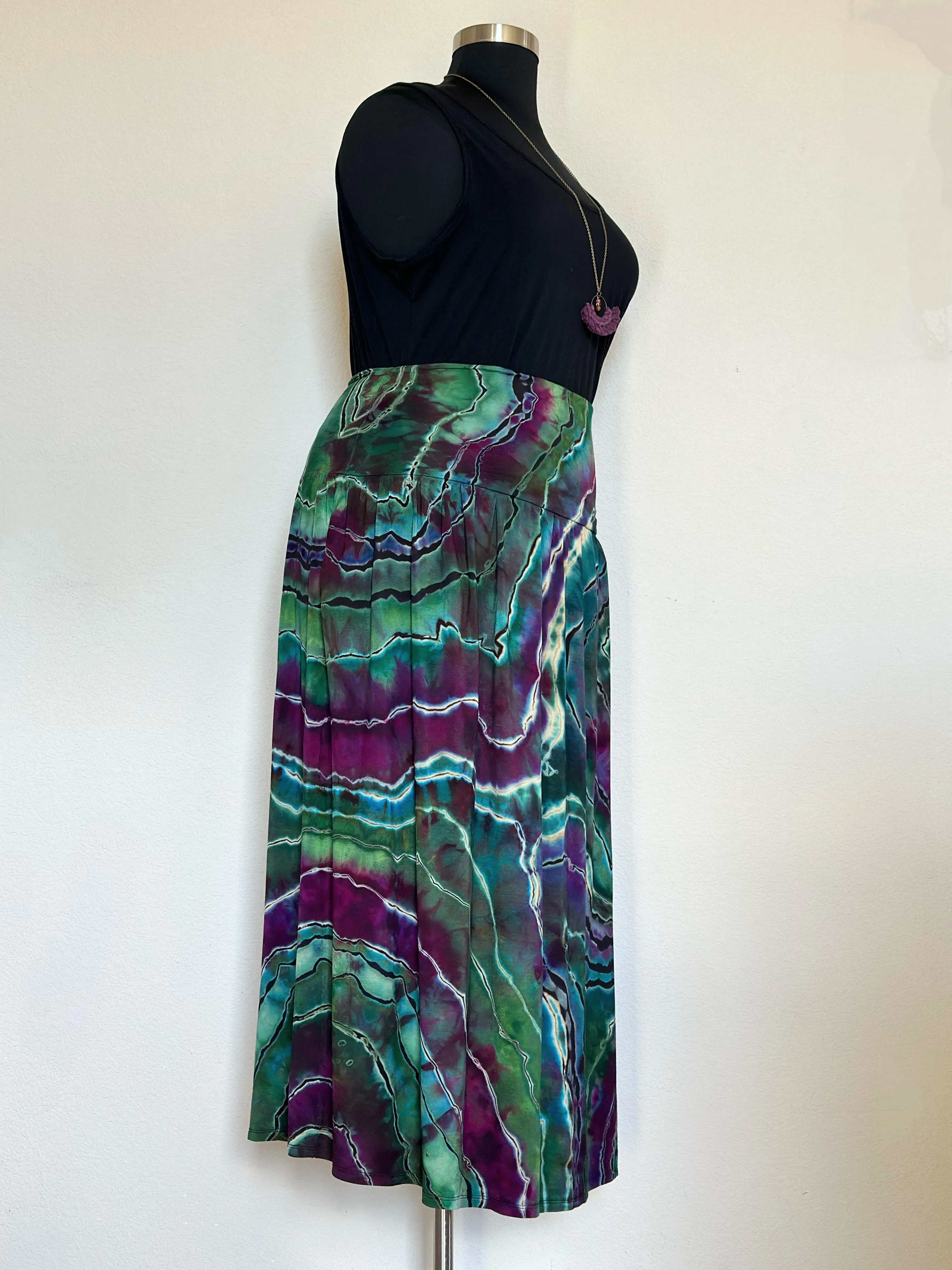 Women’s XL Reverse Geode Maxi Skirt with Pockets in ‘Emerald Berry’