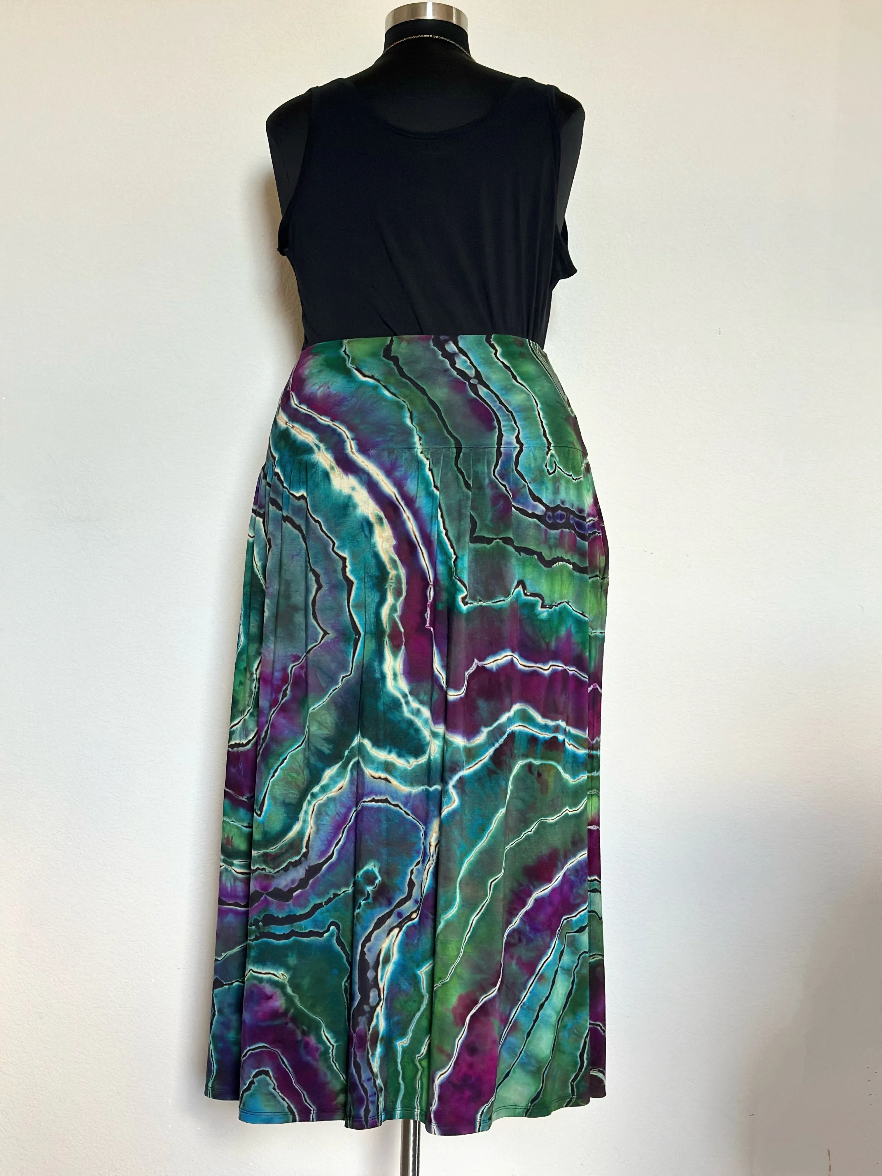 Women’s XL Reverse Geode Maxi Skirt with Pockets in ‘Emerald Berry’