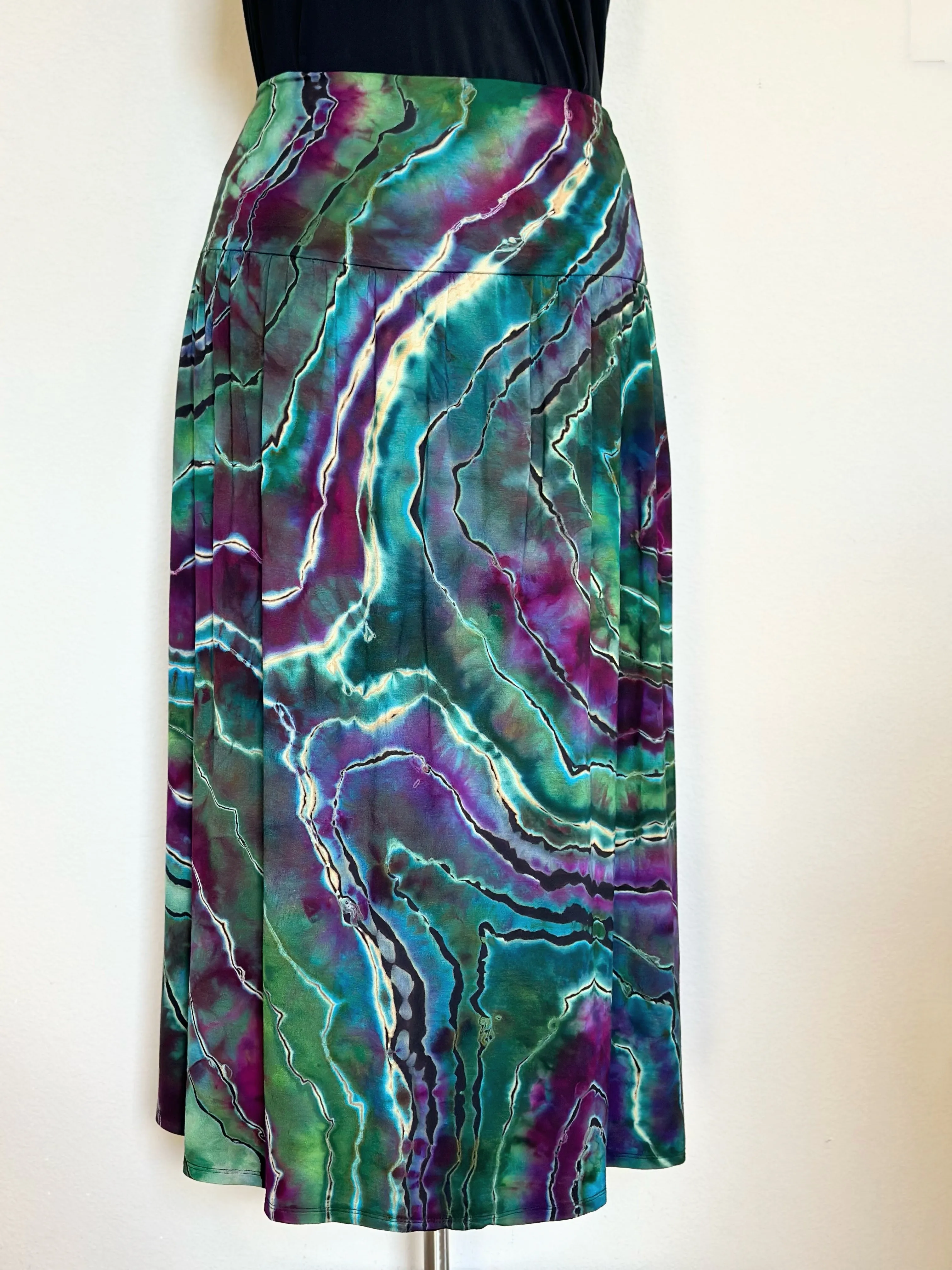 Women’s XL Reverse Geode Maxi Skirt with Pockets in ‘Emerald Berry’