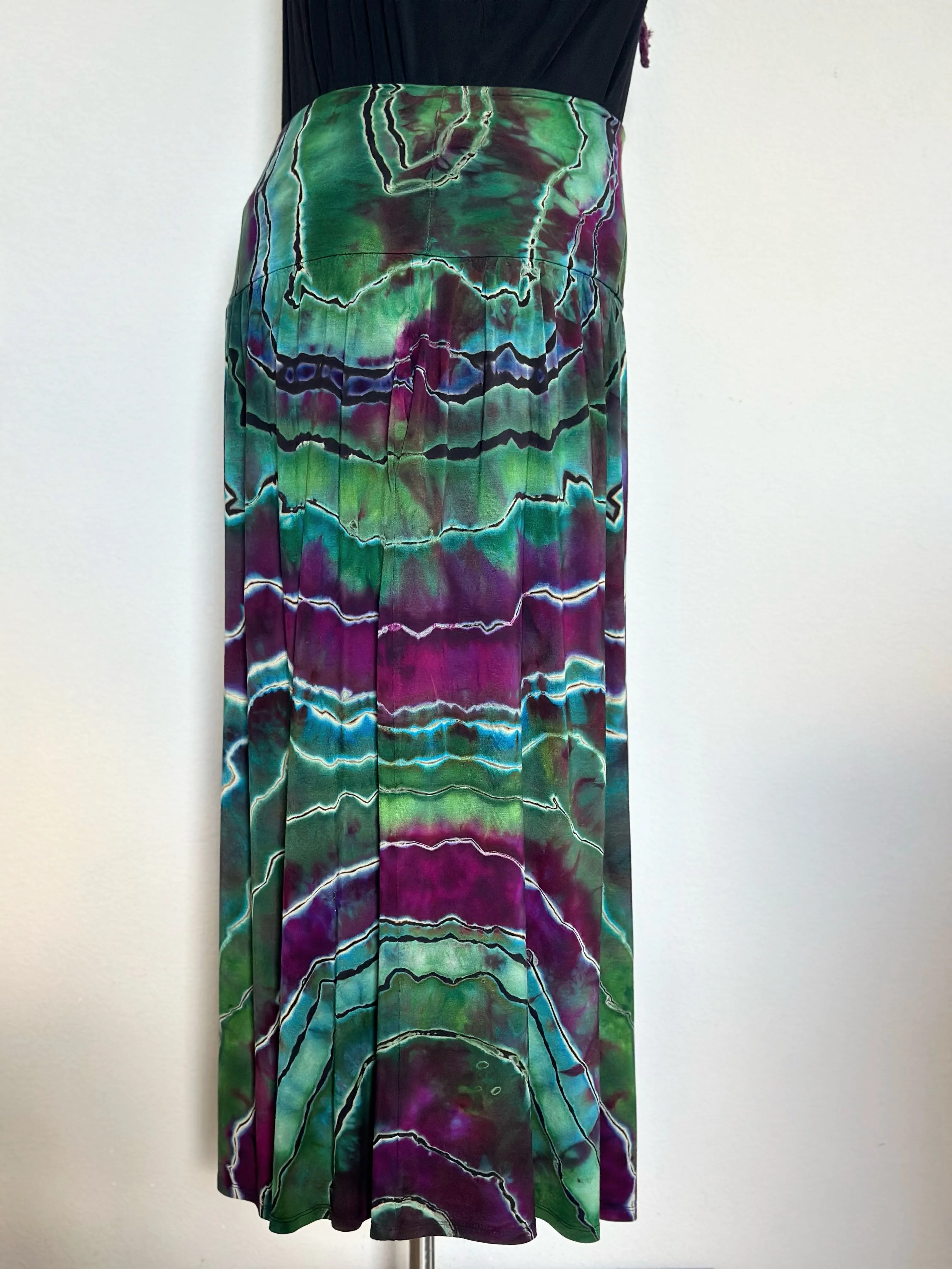 Women’s XL Reverse Geode Maxi Skirt with Pockets in ‘Emerald Berry’