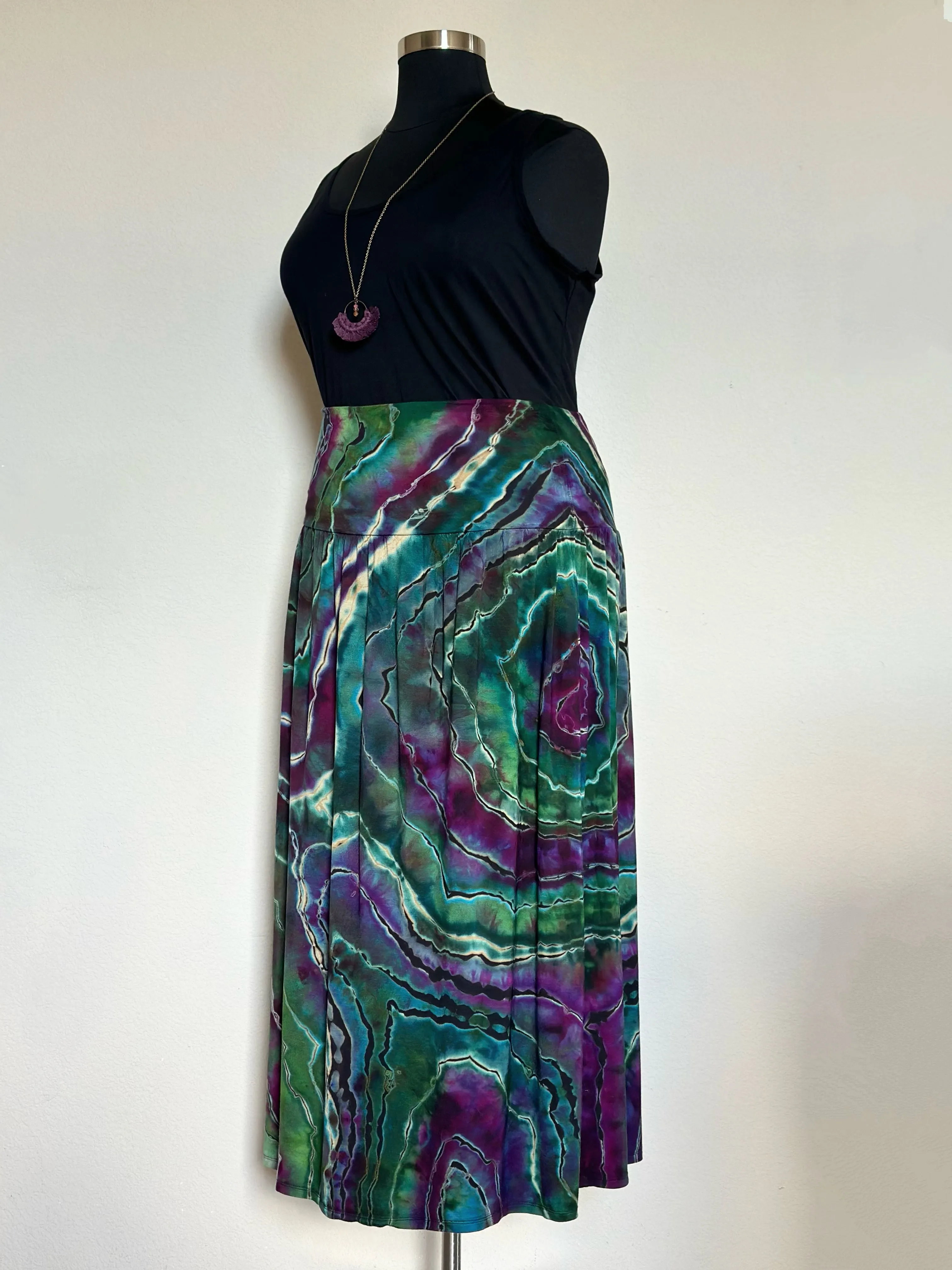 Women’s XL Reverse Geode Maxi Skirt with Pockets in ‘Emerald Berry’