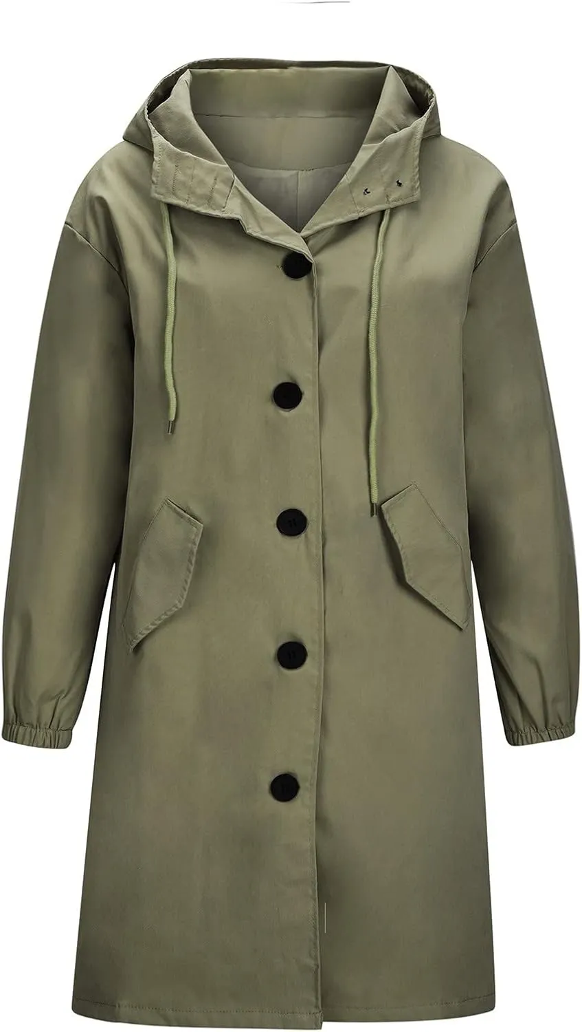 XUNRYAN Women's Windbreaker Waterproof Lightweight Rain Jacket Active Outdoor Hooded Raincoat Light Thin Maxi Long Coat