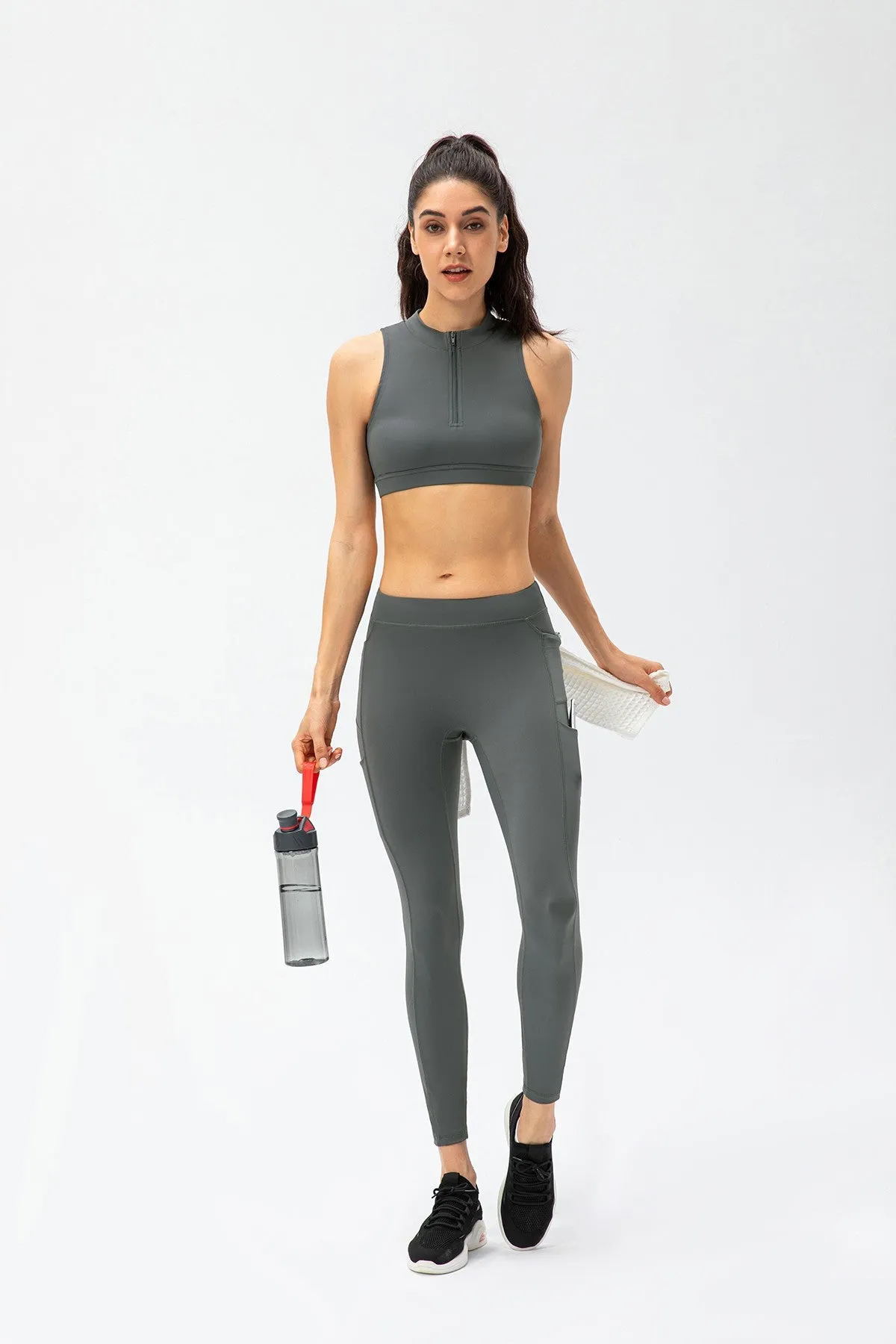 Zipper Sleeveless Crop Top
