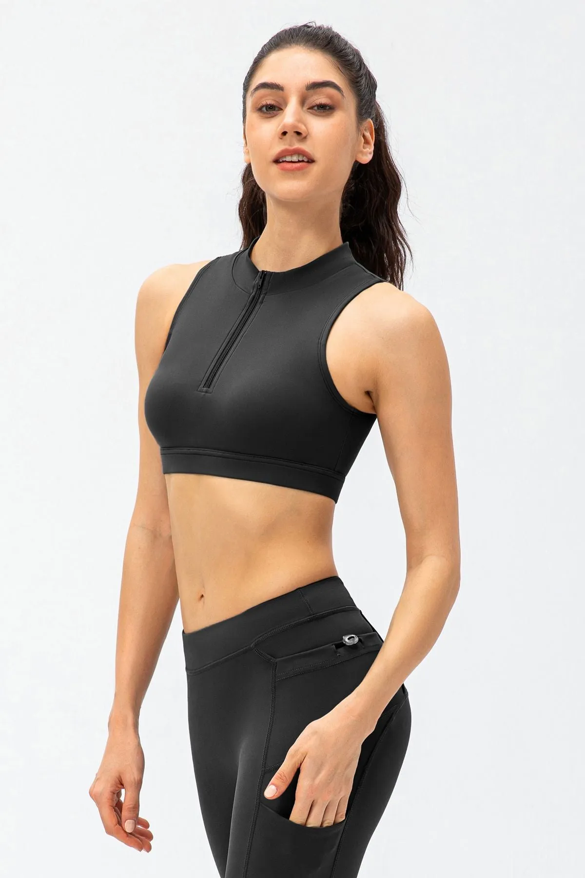 Zipper Sleeveless Crop Top
