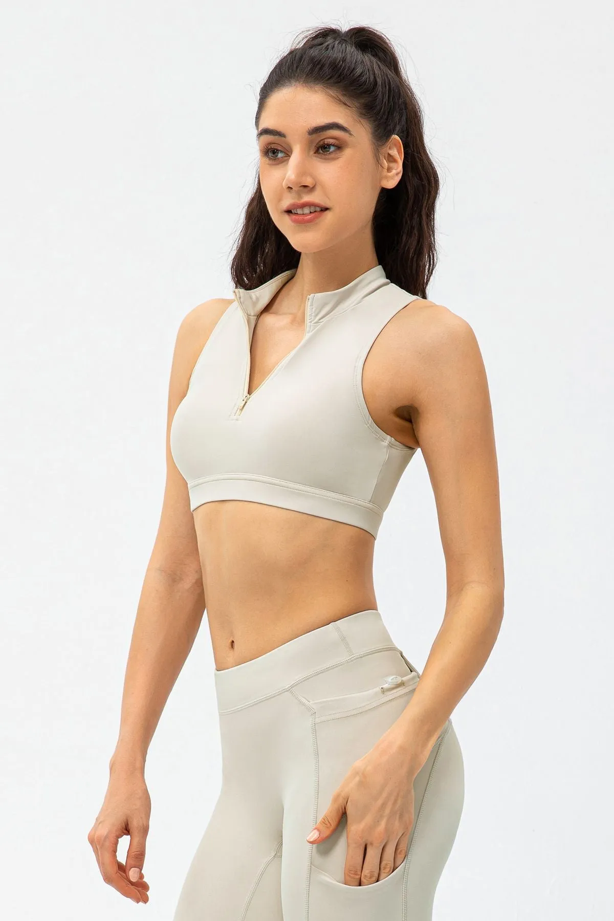 Zipper Sleeveless Crop Top