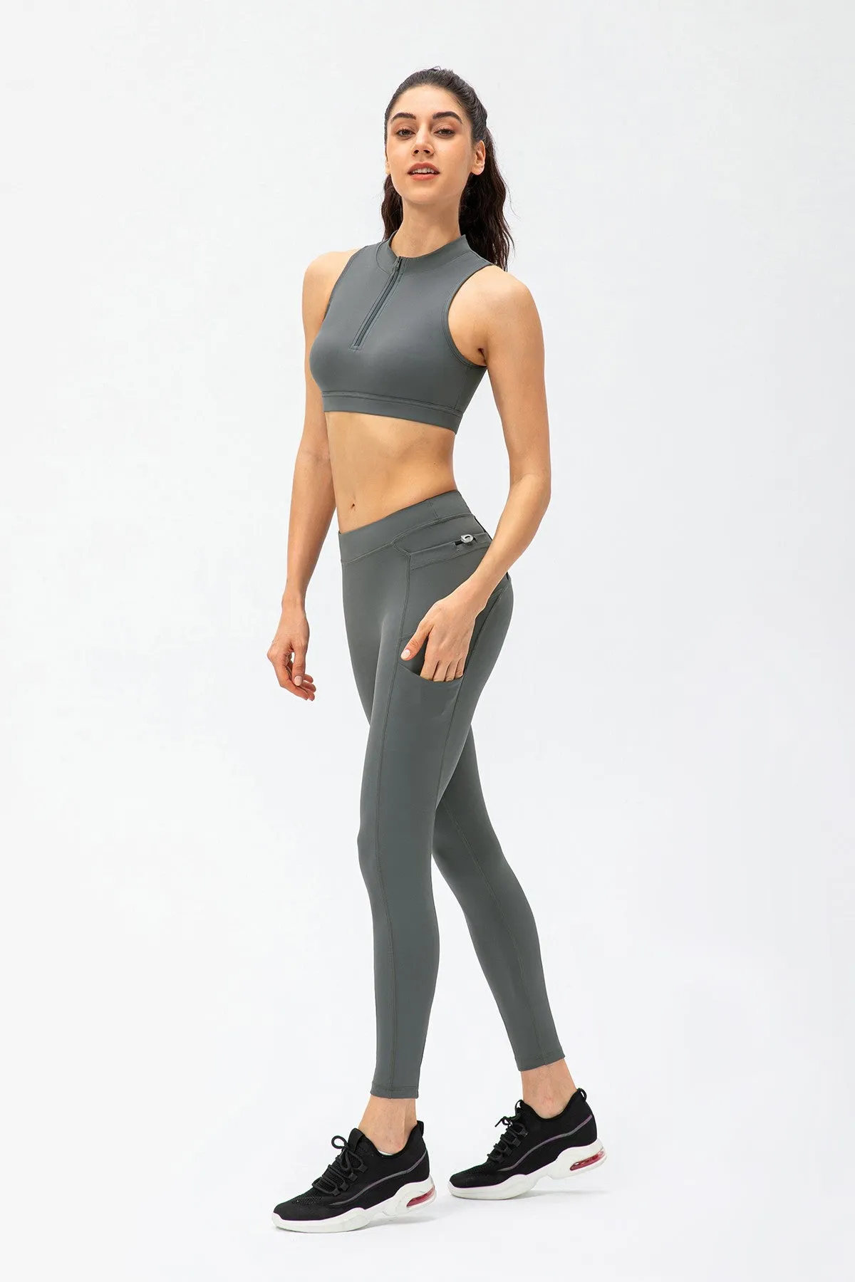 Zipper Sleeveless Crop Top